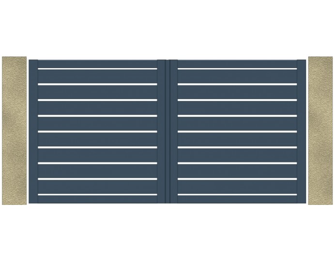 Portail battant en aluminium lame horizontale 170mm ajouré style contemporain gris anthracite 7016 livraison gratuite en France