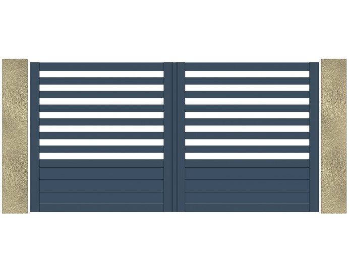 Portail Aluminium Battant 2/3 ajouré barreaux horizontaux