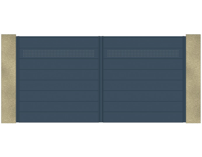 Portail moderne battant lame alu horizontale perforée 220 HOLE