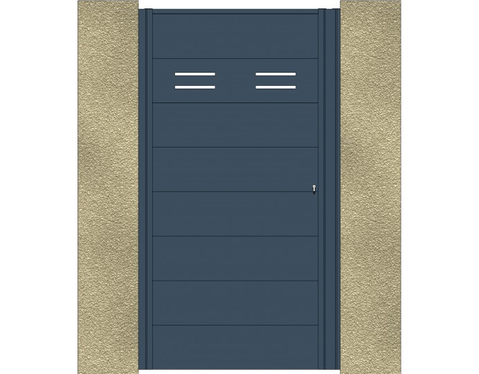  	Portillon contemporain aluminium plein lame large horizontale 220 ARROW