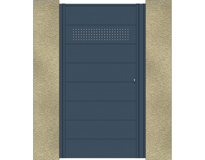  	Portillon de jardin design en alu lame large horizontale 220 perforée modèle HOLE