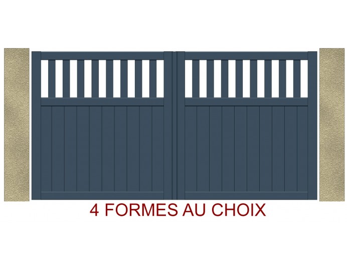 Portail battant Alu mixte soubassement lame verticale 1/3 