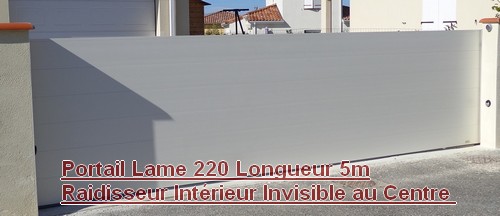 Portail Coulissant 5m lame 220 portail cadre invisible