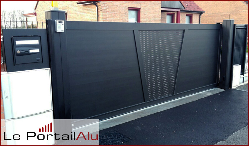portails coulissants V tôlé gris anthracite 7016