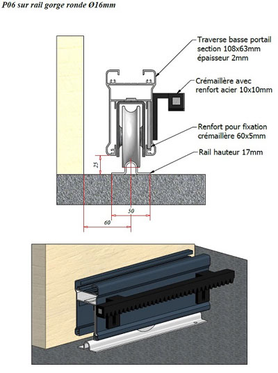 Traverse Basse Portail Coulissant Aluminium Traverse Basse Portail Coulissant Aluminium