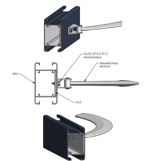 Traverse Renforcée pour motorisation de portail battant Renfort pour fixer le bras de la motorisation