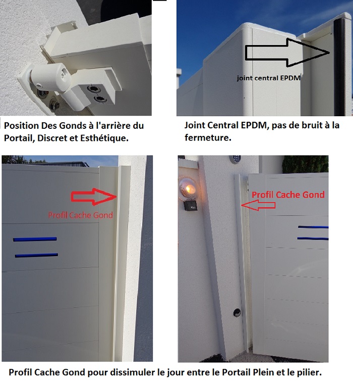 détails sur Portail Battant Aluminium cache gond, joint de battue pour portail 2 vantaux Alu