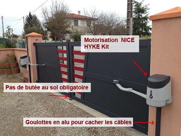 goulottes pour passage de cable moteur de portail battant