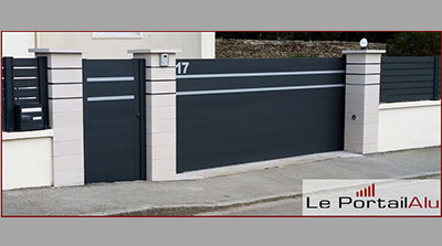 Ensemble Portail Coulissant, Portillon et clôture Aluminium