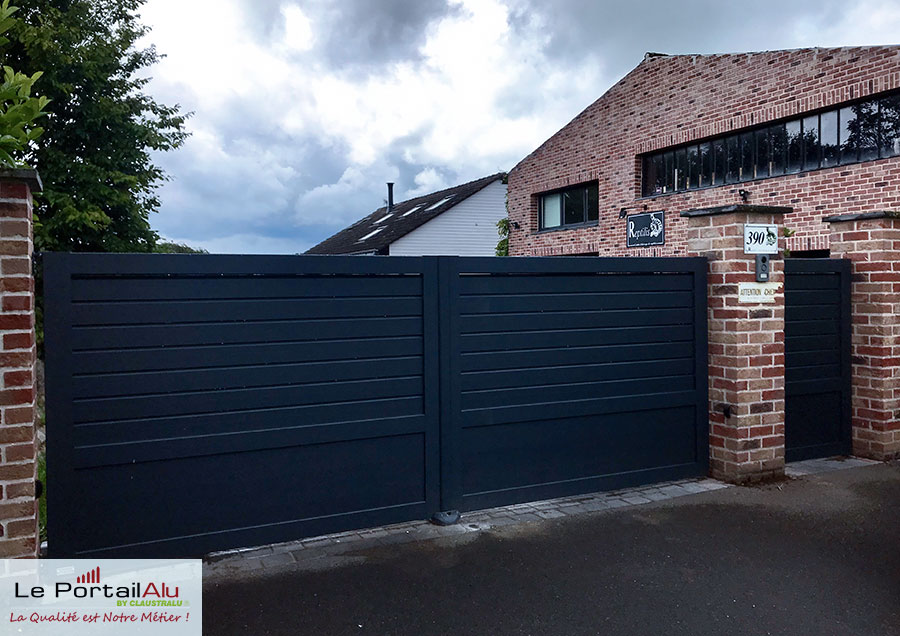 installation portail et portillon brise-vue presienne avec lames P34