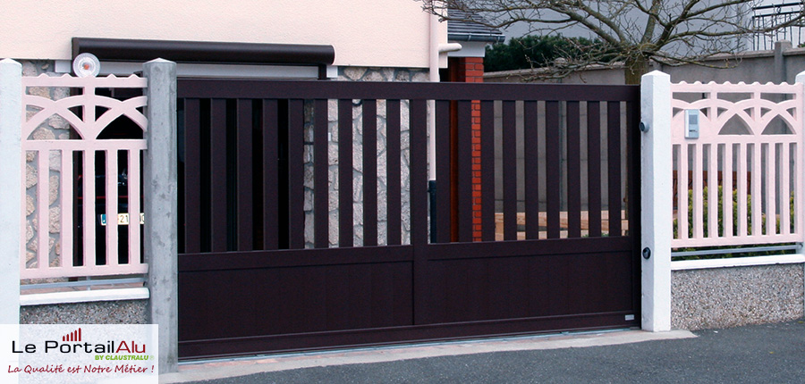 portail alu barreaudage vertical 2 tiers