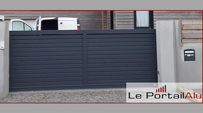 portail coulissant brise vue gris anthracite