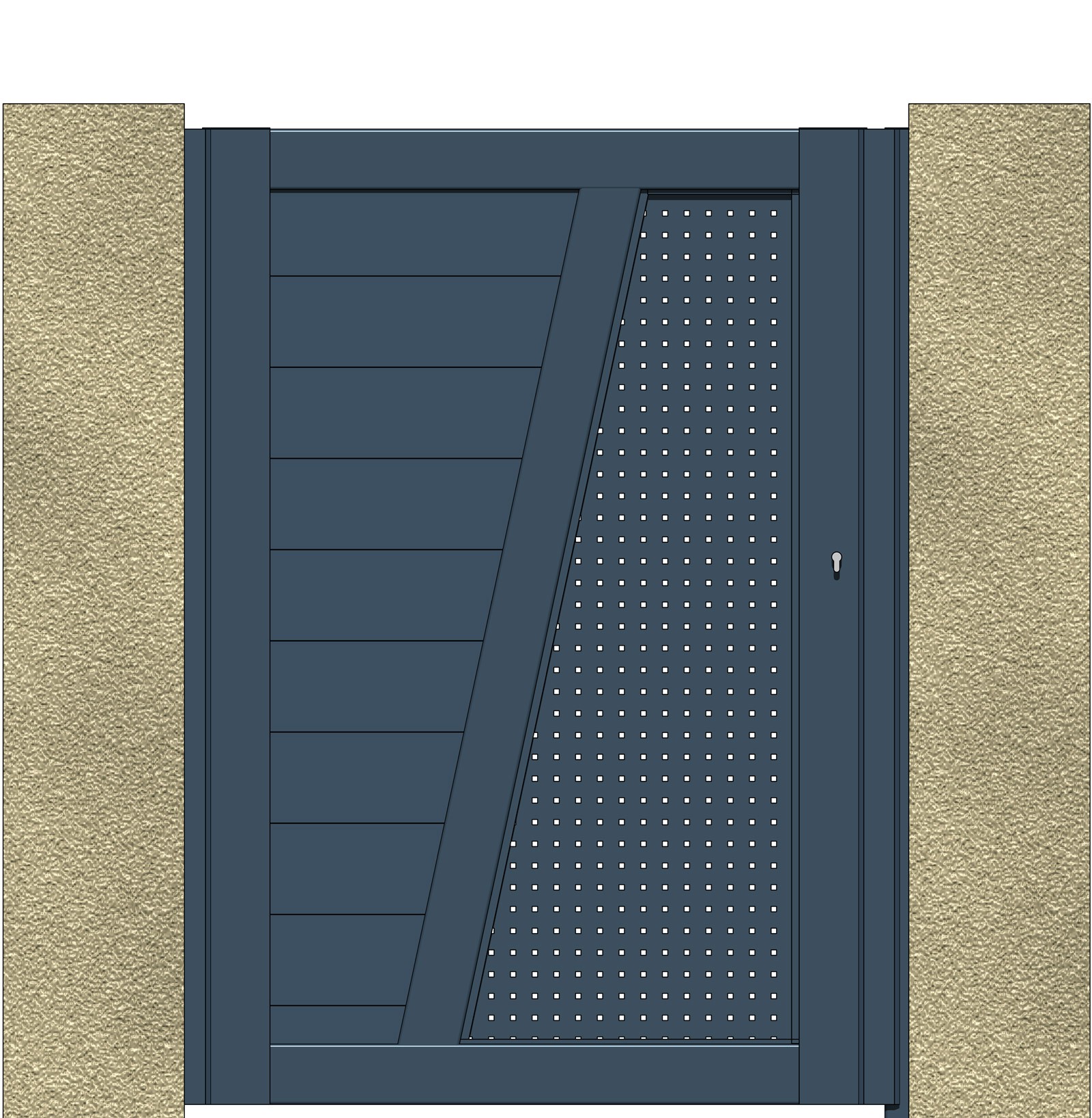 Portillon V Inversé tôle perforée alu