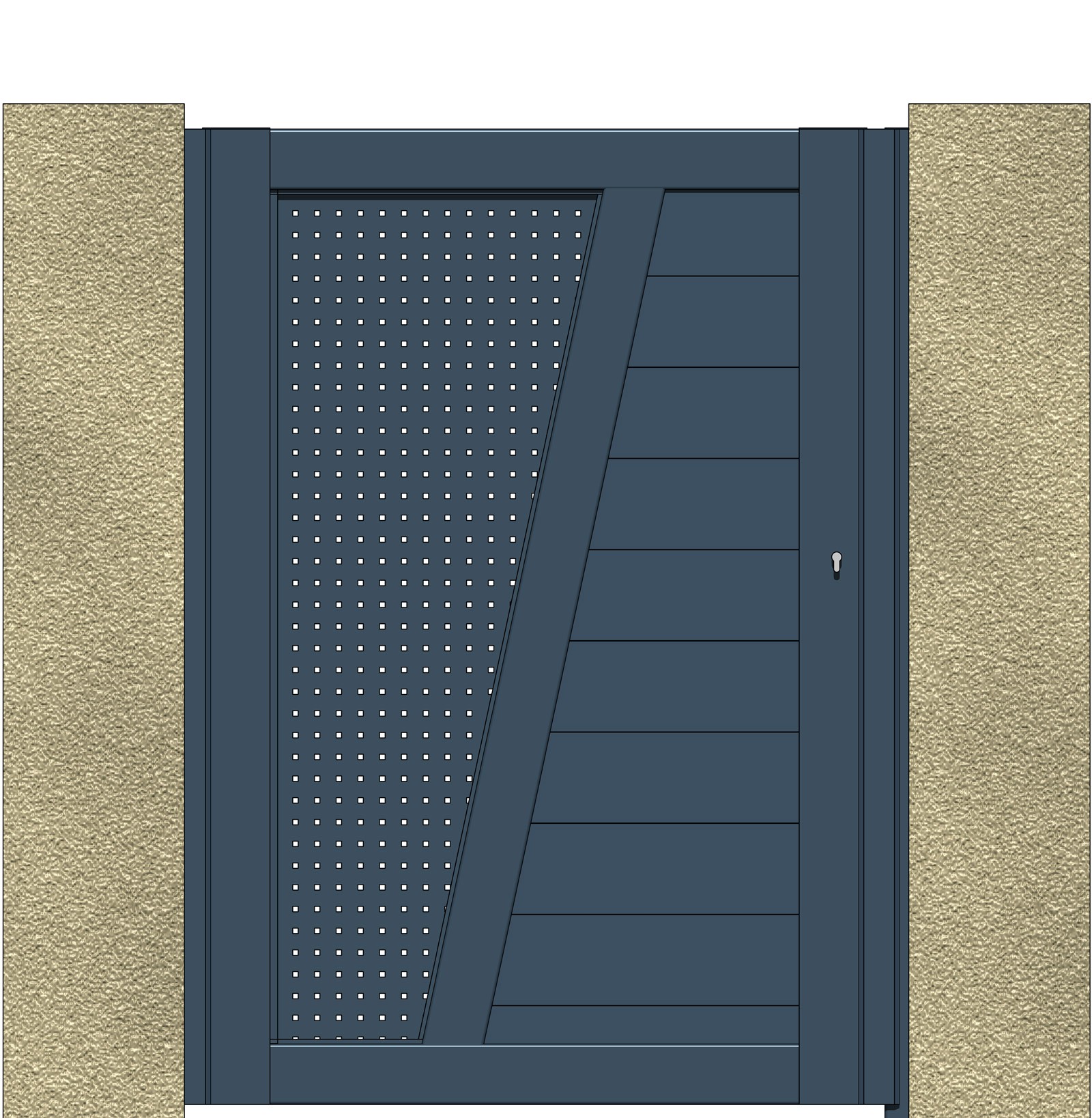 Portillon W tôle perforée alu